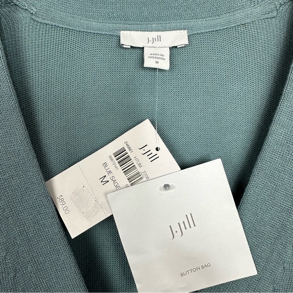 J. Jill Blue Sage Button Front Patch Pocket Long Cardigan Sweater Sz M NEW! - Picture 9 of 10